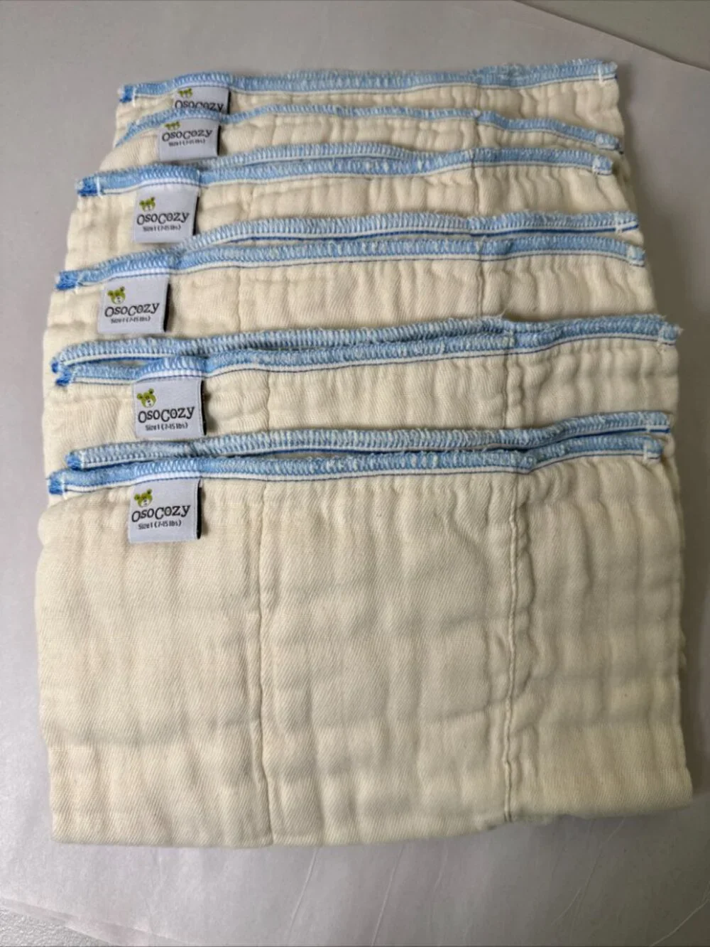 Osocozy Indian Cotton Prefold Cloth Diapers Unbleached Natural Size 1 (6)